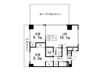 ルキシア大町西公園(2LDK/13階)の間取り写真