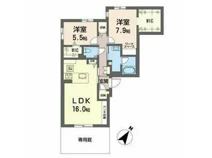 HIGH LINE PARK(2LDK/1階)の間取り写真