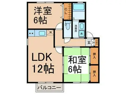 セジュール長良(2LDK/2階)の間取り写真