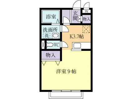 プレミール(1K/2階)の間取り写真