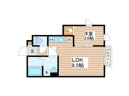 デュマンII(1LDK/1階)の間取り写真