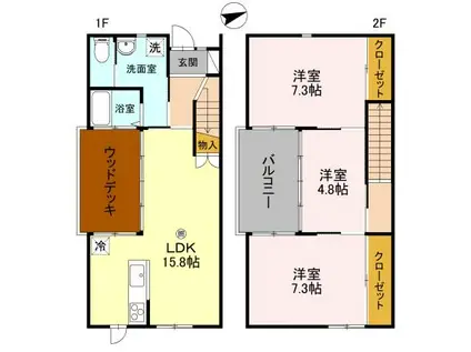 NAPICA C棟(3LDK/1階)の間取り写真