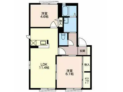 サンセールY&S C(2LDK/1階)の間取り写真