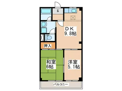 パレスさくらB(2DK/1階)の間取り写真