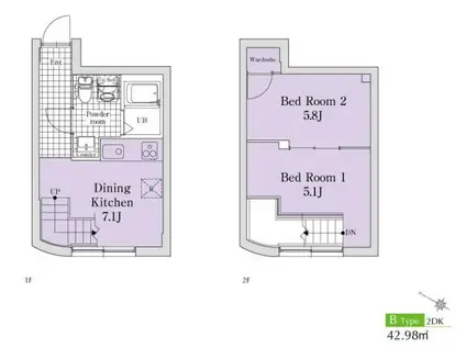 NOZOMIO PREMIER目黒(2DK/1階)の間取り写真