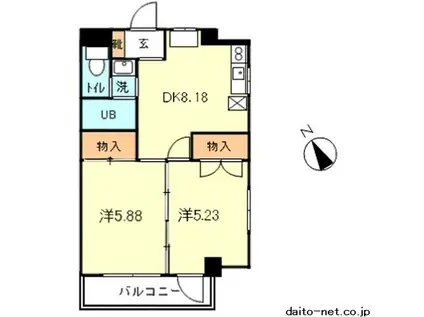 ポート白金(2DK/5階)の間取り写真
