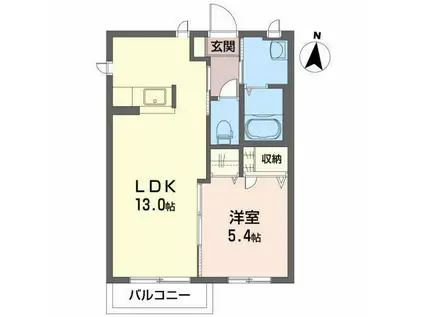 シャーメゾン・ポランD(1LDK/2階)の間取り写真