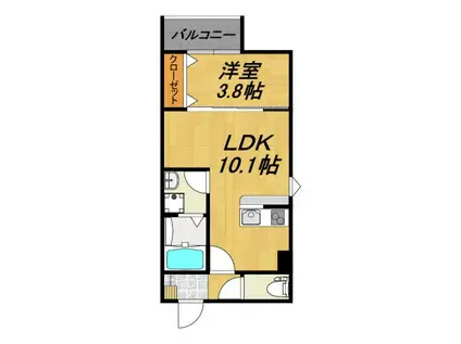 LECOCON一宮VIII(1LDK/2階)の間取り写真