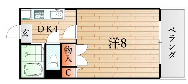 ニューヒルズ(1K/2階)の間取り写真