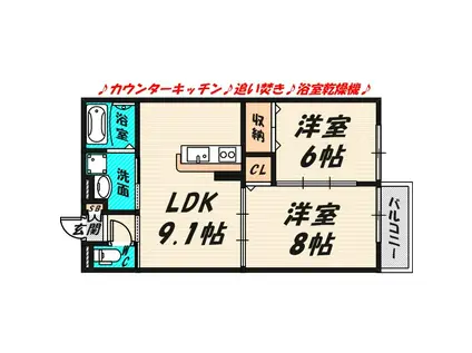 ファミール緑(2LDK/2階)の間取り写真