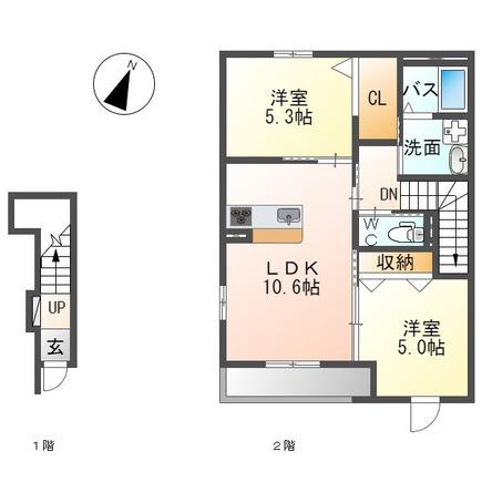 クエルチア A(2LDK/2階)の間取り写真