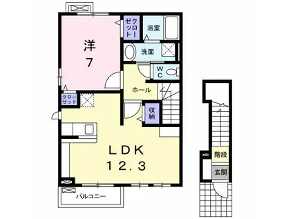 ヴェルデ ブリッサ(1LDK/2階)の間取り写真