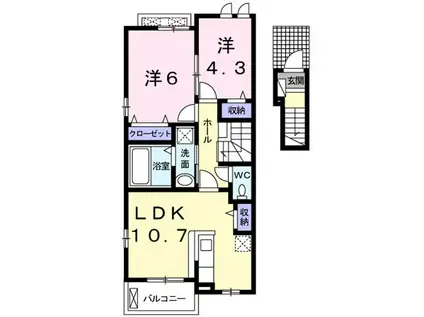 アクテュエル(2LDK/2階)の間取り写真
