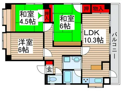 ウインマンション(3LDK/1階)の間取り写真