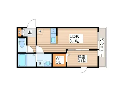 LUCENTE(1LDK/2階)の間取り写真