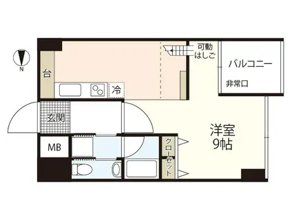 MK-HOUSE(1DK/3階)の間取り写真