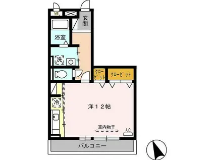 プレミアム B(ワンルーム/3階)の間取り写真