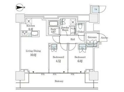 THE COURT 神宮外苑 ザ・コート神宮外苑(2LDK/11階)の間取り写真
