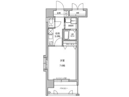 アクタス西公園アーバル(1K/2階)の間取り写真