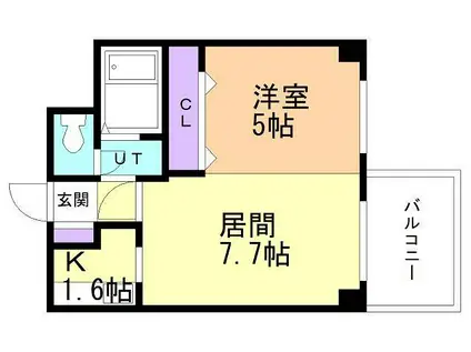 ハウスオブリザ北23条(1LDK/4階)の間取り写真