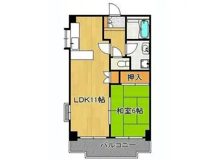 クレベール片野(1LDK/1階)の間取り写真