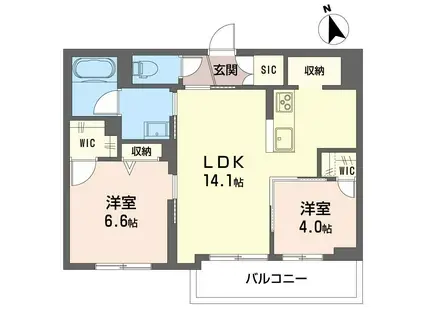 ベルクレール(2LDK/4階)の間取り写真