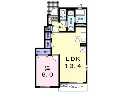 レジェンドB(1LDK/1階)の間取り写真