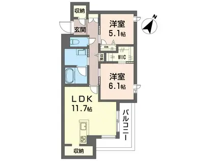 イルアーバン浦和領家(2LDK/1階)の間取り写真