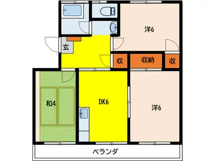 レーベンイケダ土居田Ⅰ(3DK/2階)の間取り写真