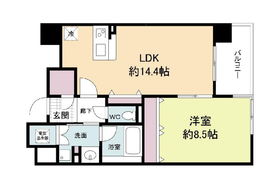 グレンパーク梅田北(1LDK/12階)の間取り写真