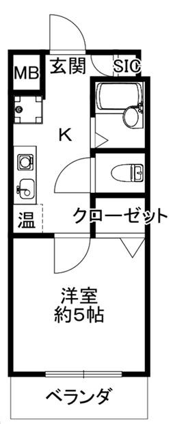 サンロイヤル八幡(1K/1階)の間取り写真