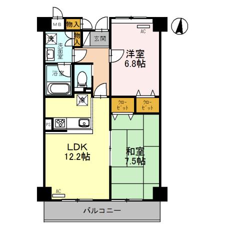 イースト VILLAGE 2001(2LDK/5階)の間取り写真
