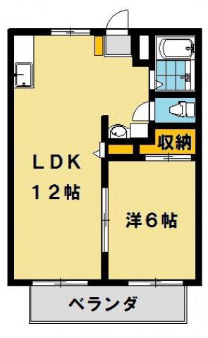 パナハイツサカモト(1LDK/2階)の間取り写真