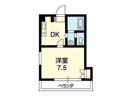 ピアジェ健軍(1DK/2階)の間取り写真