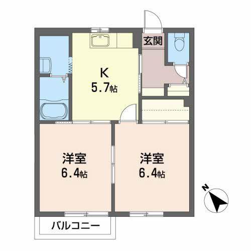 ポラリス(2K/2階)の間取り写真