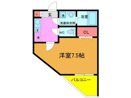 MELDIA新検見川(1K/1階)の間取り写真