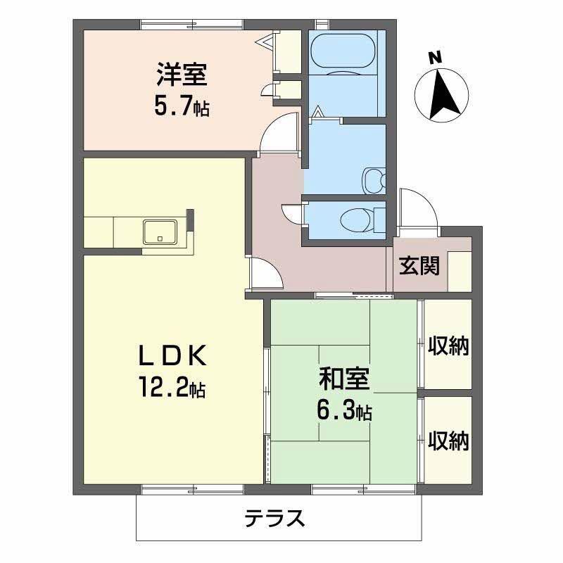 シャルマンカマダ(2LDK/2階)の間取り写真