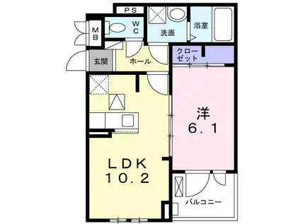 OHANA(1LDK/1階)の間取り写真