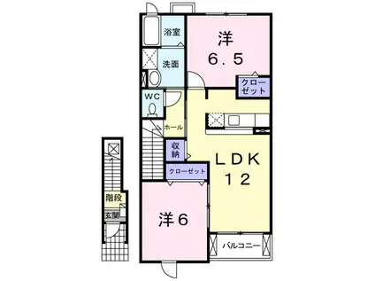メリディエース・モンス(2LDK/2階)の間取り写真