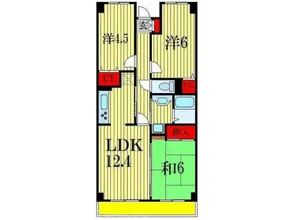 パストラル石井(3LDK/4階)の間取り写真