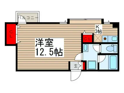 プリマヴェーラ北大宮(1K/3階)の間取り写真