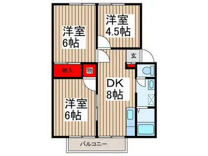 笹目パークハイツ(3DK/2階)の間取り写真