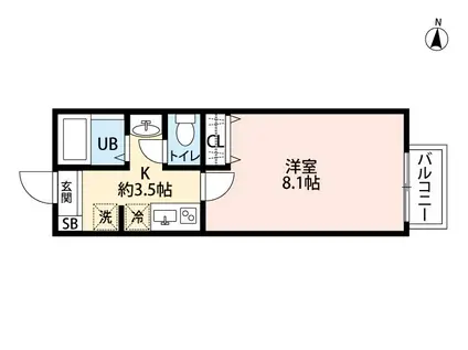 キャメル日進III(1K/2階)の間取り写真