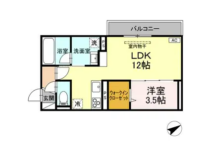 トリシア大慈寺町 A(1LDK/2階)の間取り写真