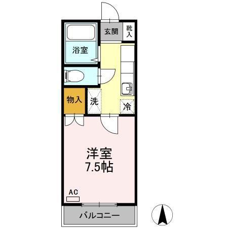 メゾン精 II棟(1K/2階)の間取り写真