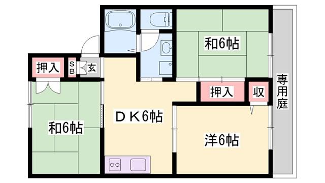セジュール巽A(3DK/1階)の間取り写真