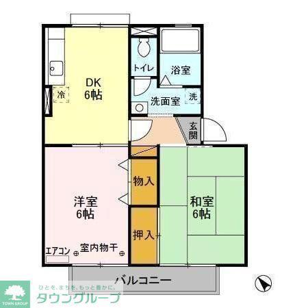セジュール東初石III(2DK/2階)の間取り写真