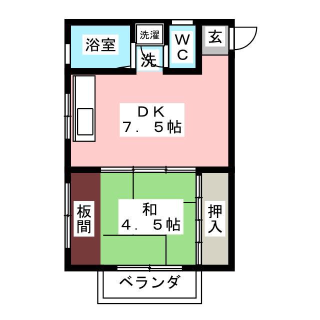 ニューハイツ明峰(1DK/3階)の間取り写真