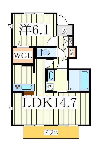 ピースウッドウィズII(1LDK/1階)の間取り写真