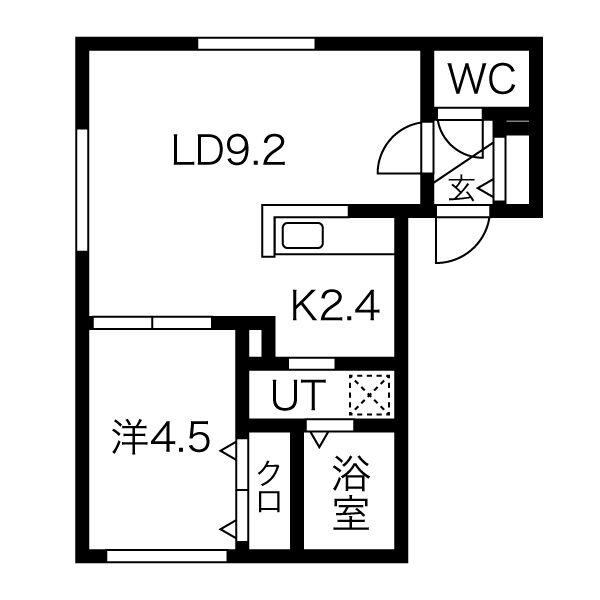 ヴィヴァーチェN19(1LDK/2階)の間取り写真
